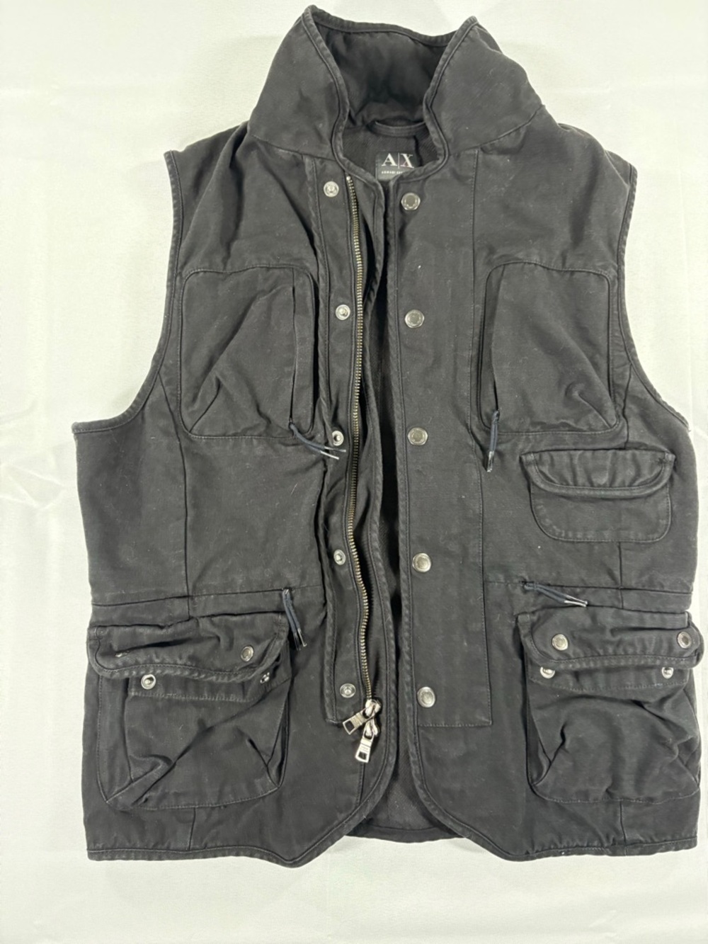 Armani Exchange Black Utility Vest XS Multi Pocket